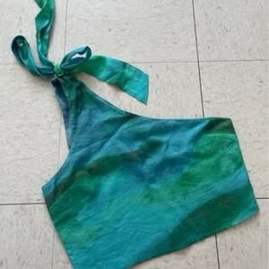 Blouse off shoulder blue wave